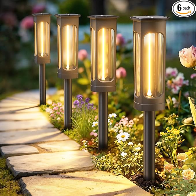 VOLISUN Solar Pathway Lights,6 Pack LED Solar Lights Outdoor Waterproof, Landscape Lighting,Warm Color Solar Path Lights,Landscape Lights,Solar Garden Lights for Yard Lawn Driveway Walkway