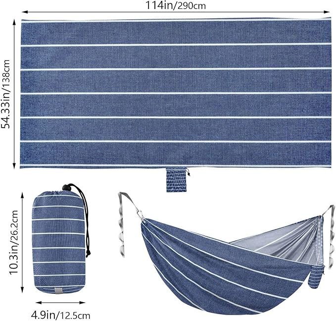 Denim Blue Stripe 330lb Capacity Hammocks with Portabl Carry Bag Tree Hammock for Indoor Outdoor Patio accesorios para campamento