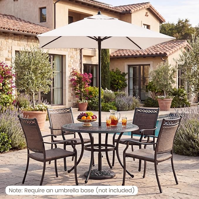 HAPPYGRILL 7 ft Square Patio Umbrella, Outdoor Table Umbrella with Push Button Opening & Top Ventilation, Outdoor Market Shade Parasol with 4 Metal Ribs for Porch, Garden, Apartment, Deck