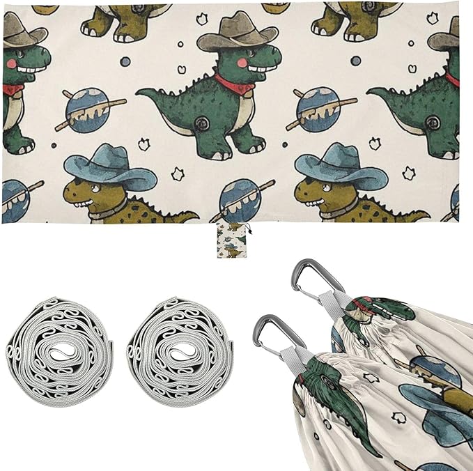 Beige Cartoon Cowboy Dinosaur Silhouette 330lb Capacity Hammocks for Camping Fabric Hammock for Indoor Outdoor Patio jamaca para Patio