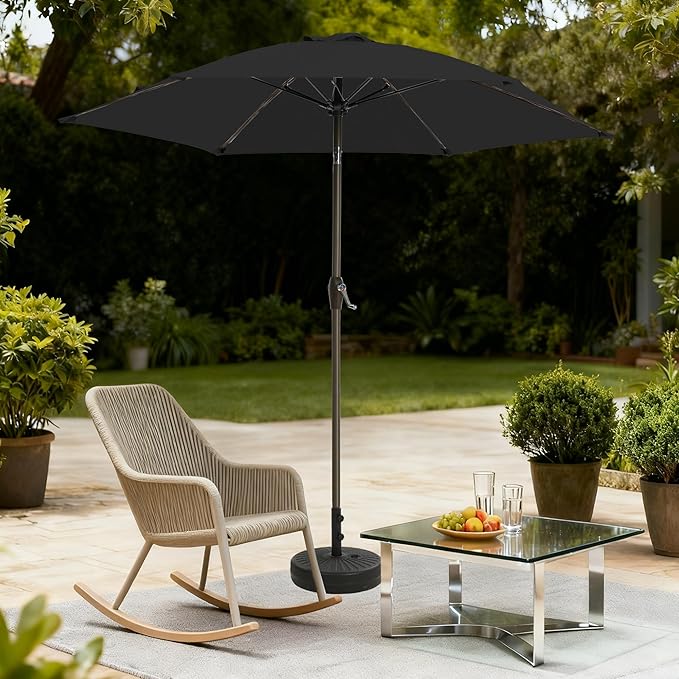 7.5FT Large Outdoor Patio Umbrella with Crank & Tilt - Durable Market Umbrella for Outdoor Patio with 6 Fiberglass Ribs for Poolside,Deck,Yard,Garden