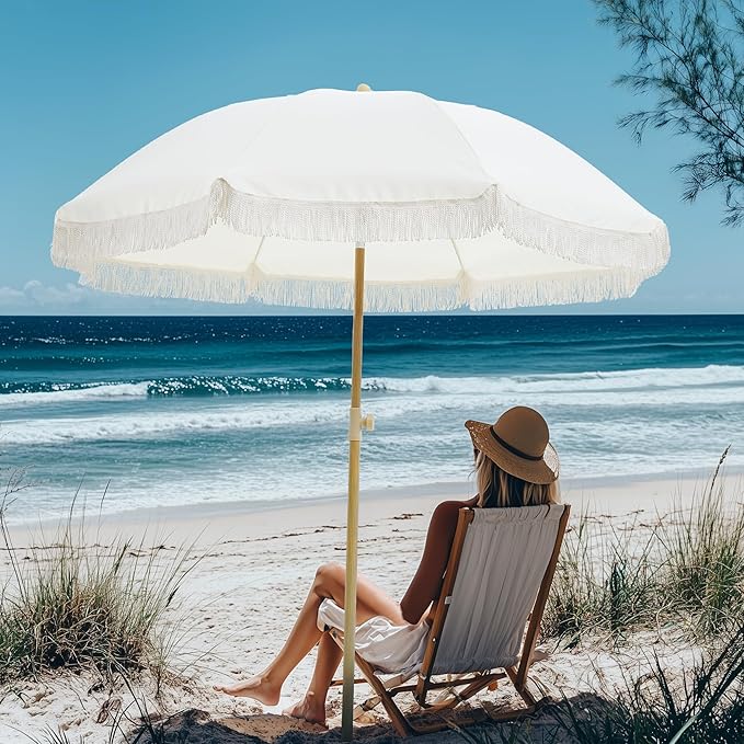 Aohanoi Outdoor Umbrella - Sun Protection, Rain Resistant, Windproof with Manual Open-Close Feature - Ideal for Beach, Camping, and Picnics