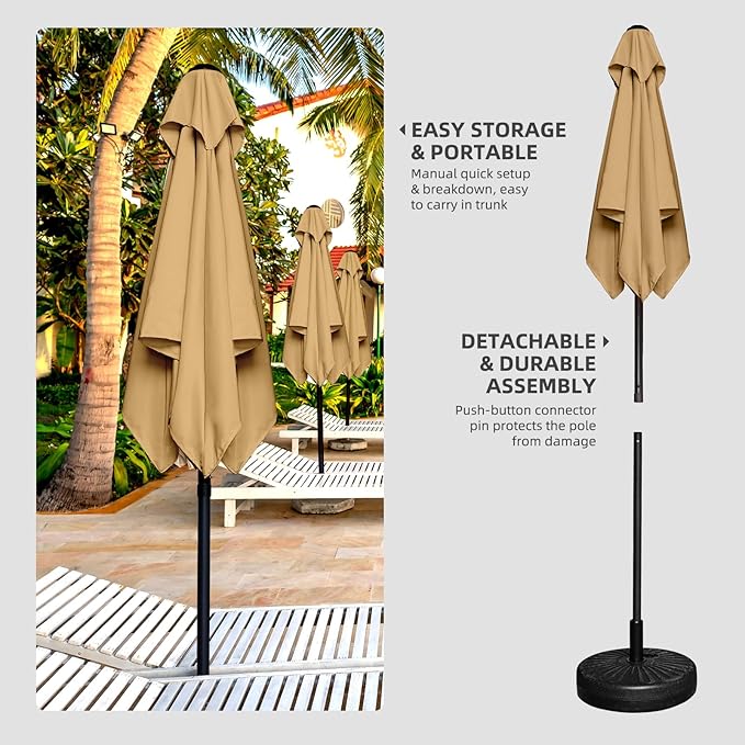 4.9ft Mini Square Patio Umbrella - UV 50+ Waterproof & Easy Setup | Outdoor Table Umbrella for Deck, Balcony, Garden, Lawn, Backyard, Market