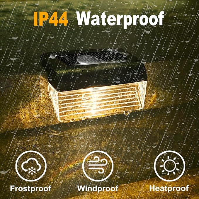 Solar Fence Lights Outdoor - 12 Pack Deck Lights 3000k Fence Lights Solar Powered, IP55 Waterproof Step Light for Patio, Yard, Backyard, Garden