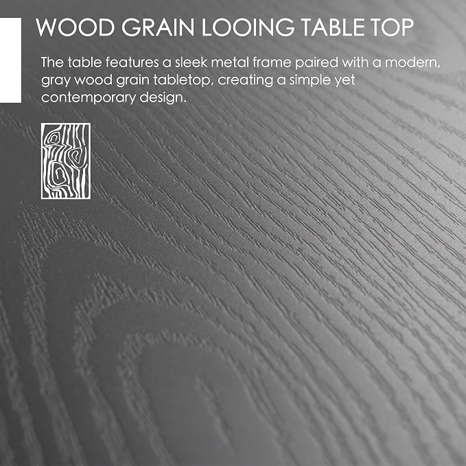 Kozyard 35.4" Square Outdoor Dining Table for 4, Steel Frame with Textured Wood-Grain Tabletop, Patio Table with Umbrella Hole for Backyard, Balcony, Garden Gray