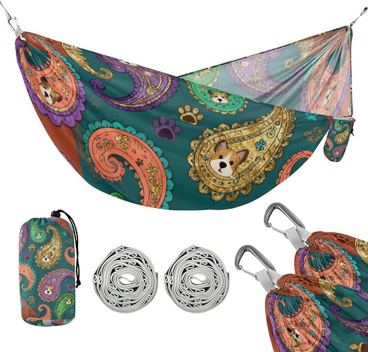 Retro Animal Camping Hammock Fabric for Outside Patio Garden