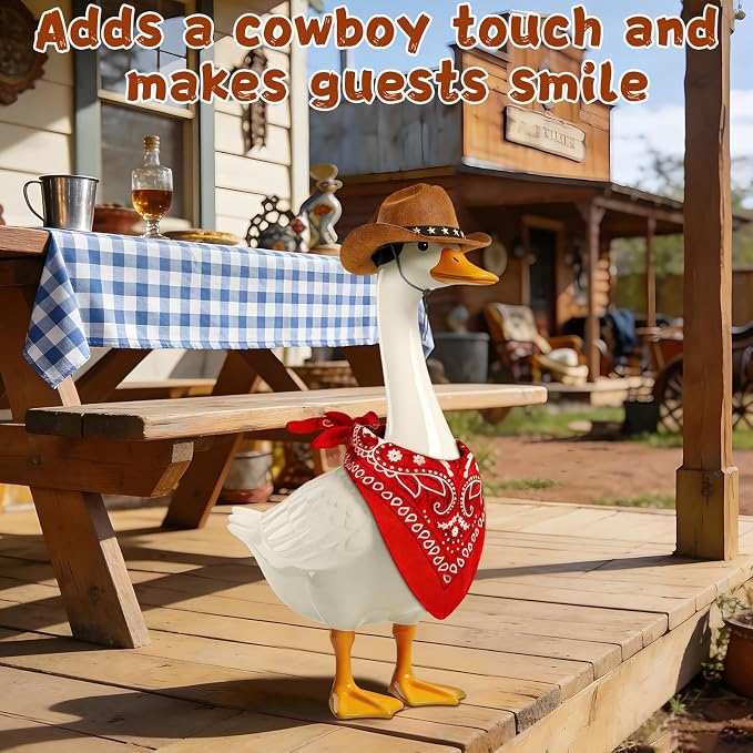 Wanocean Porch Goose Outfits,Yard Outfit Set,Porch Cement Goose Costume Fit 17"- 23" Geese for Outdoor Garden