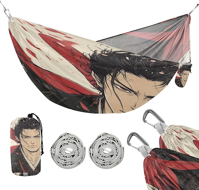 Game Anime Playroom Japanese Samurai Outdoor Hammock with Tree Straps Backyard Hammock for Indoor Outdoor Patio