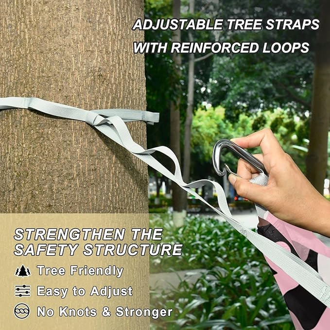Camouflage Pink Brown 330lb Capacity Camping Hammock with Tree Straps Fabric Hammock for Outside Beach Patio Garden hamacas para adultos 2 Personas