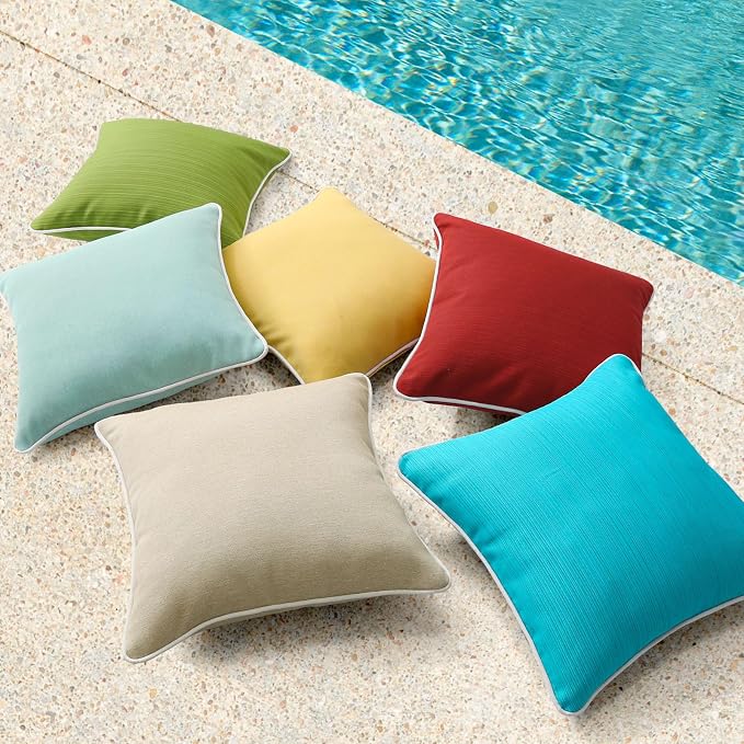 Unimatta Decorative Outdoor Water Repellent Throw Pillows with Inserts, Set of 4, 20" x20" Pillows for Patio, Backyard, Bed, Couch, and Patio Furniture, Turquoise