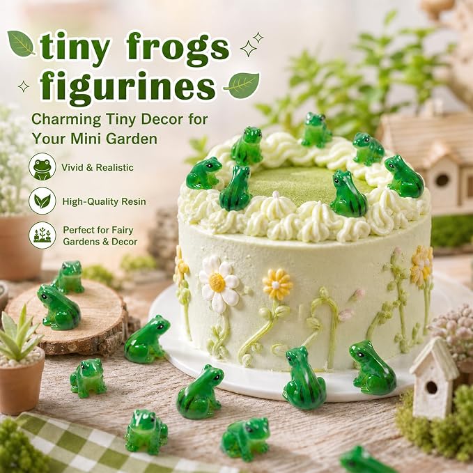 Exasinine 30 Pcs Resin Mini Frogs Green Frog Miniature Figurines Animals Model Fairy Garden Miniature Moss Landscape DIY Terrarium Crafts Ornament Accessories for Home Décor(A) | 50 Small Frog Figurines for Home Decor, Terrarium, Miniature Landscape, S...