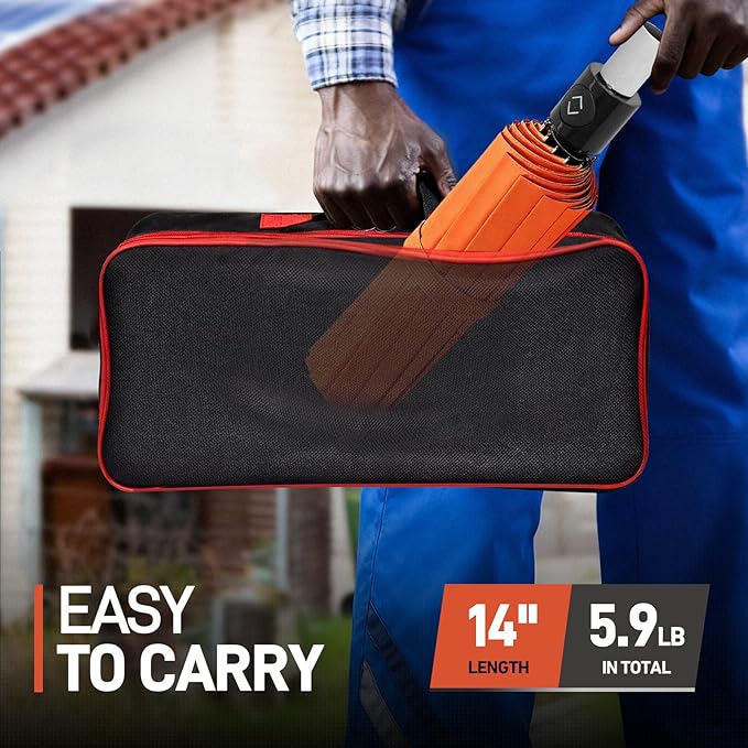 New 60" Folding Magnetic Umbrella,Designed for Outdoor Work,600lb Strong Suction Hvac Umbrella With Magnetic Base & Clamp,2-in-1 Sun & Rain Protection,180° Adjustable,Portable for HVAC(Orange)