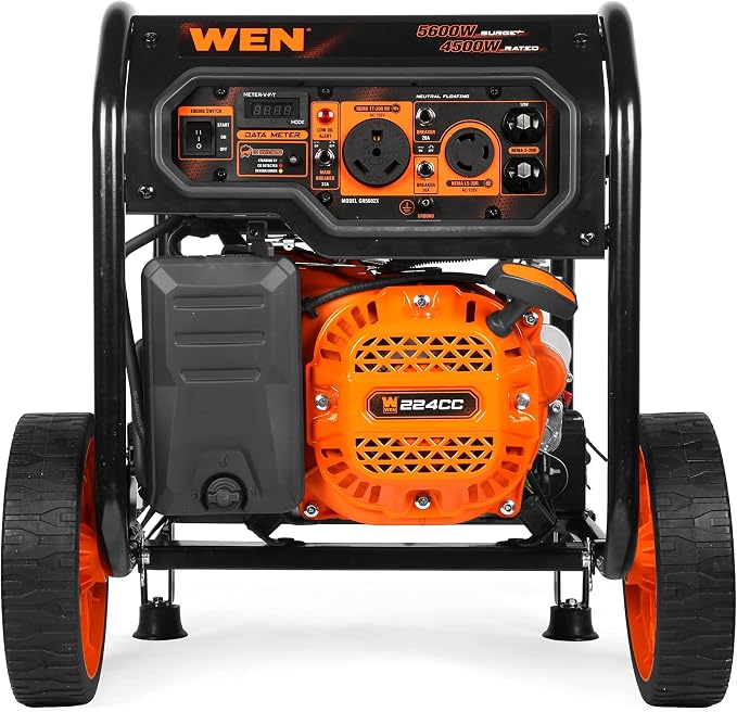 WEN 5600-Watt Portable Generator, Electric Start, 224cc, Transfer-Switch and RV-Ready with CO Shutdown Sensor (GN5602X)