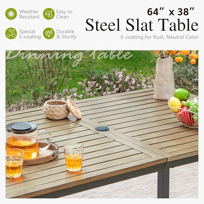 Sophia & William Patio Dining Set 7 Pieces, 4 x Patio Dining Chairs and 2 x Swivel Dining Chairs, 64" Metal Dining Table and Chairs for Lawn, Garden