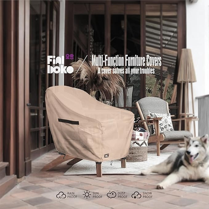 Patio Chair Covers 2 Pack,35Wx37Dx38H inches Outdoor Chair Covers,100% Waterproof Heavy Duty Outdoor Furniture Covers Waterproof,Light Brown Modern Style Patio Furniture Cover