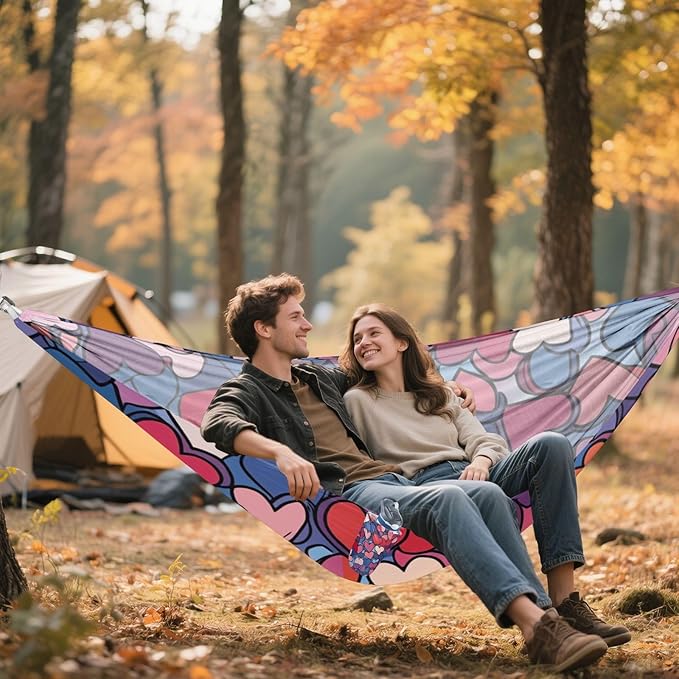 Valentines Day Love Hearts 330lb Capacity Hammocks with Tree Straps Cloth Hammock for Indoor Outdoor Patio accesorios para Camping