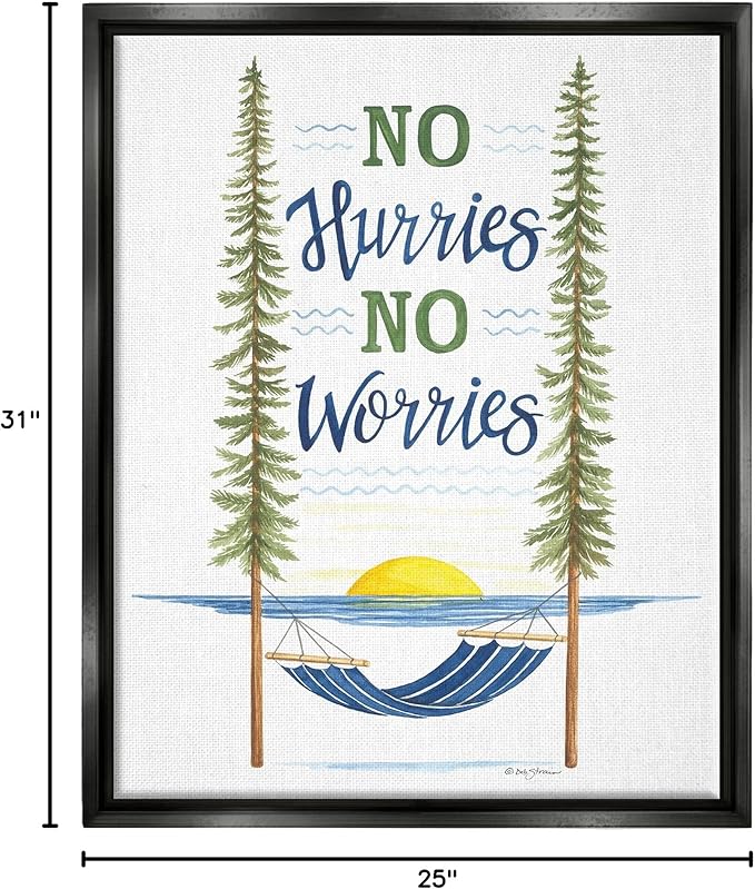Stupell Industries No Hurries Worries Hammock Scene Floating Framed Wall Art, Design by Deb Strain