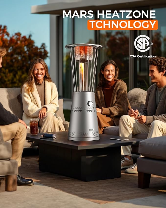 Tabletop Heater Patio Heater, 11,000 BTU Propane Patio Heater for Commercial, Balcony & Porch, Quartz Glass Tube, Portable Small Heater For Outdoor Use, Grey