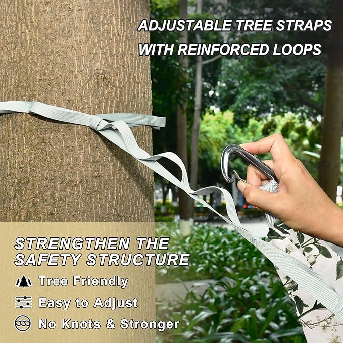Camping Hammock Outdoor Hammocks for Outside Korean Plants Flowers Beach Trees Portable Lightweight with Pockets Tree Straps Indoor