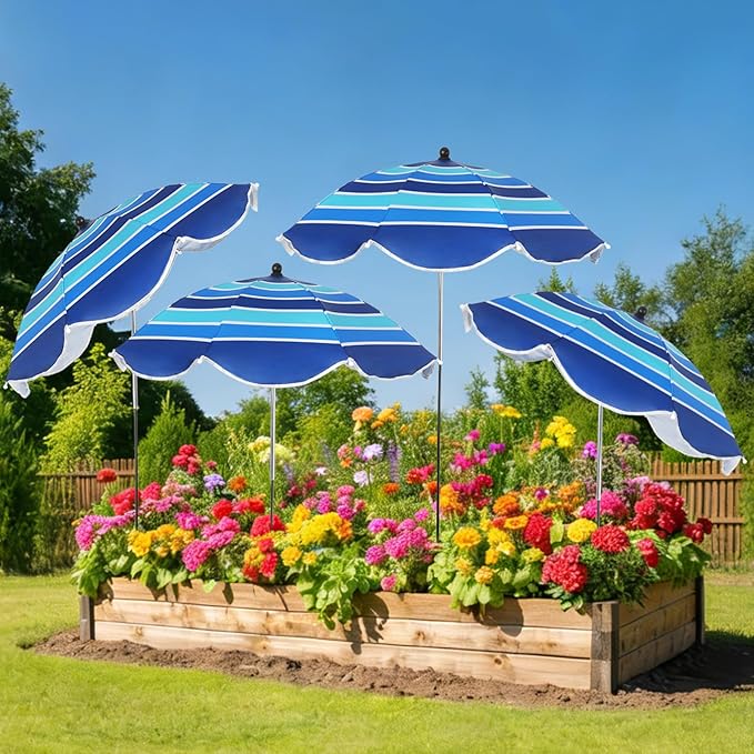 4 Pack Plant Umbrellas for Outdoor Plants 25" Larger Garden Umbrella Sun Shade with Adjustable Angle 40" Higher Sun Protection Cover Shade for Plants, Potted Flower,Garden Bed