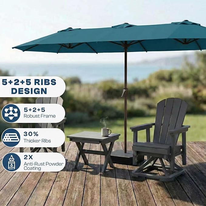 15FT Large Patio Umbrella with Base Included