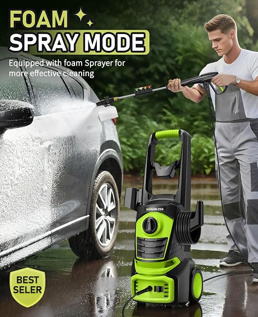 Electric Pressure Washer, 1700 PSI with 23FT Cord, 4 Quick Nozzles, Foam Cannon Electric Power Washers for Car, Garden, Patio, Driveways
