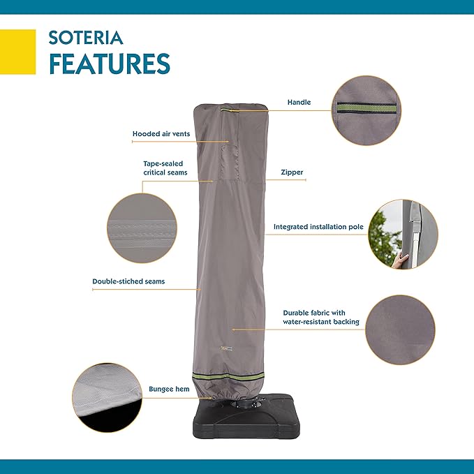 DUCKCOVERS Soteria Waterproof 101 Inch Patio Offset Umbrella Cover with Integrated Installation Pole, Patio Furniture Covers