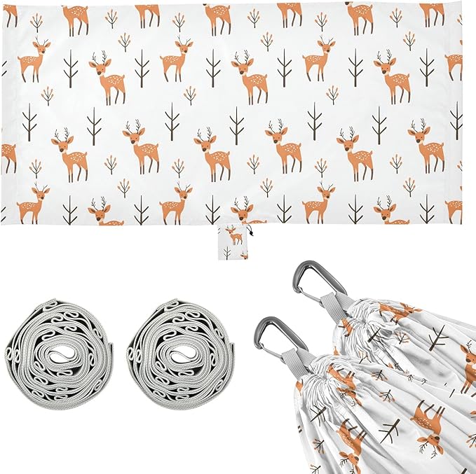 Camping Hammock Outdoor Hammocks for Outside Sika Deer Cute White Beach Trees Portable Lightweight with Pockets Tree Straps Indoor Small