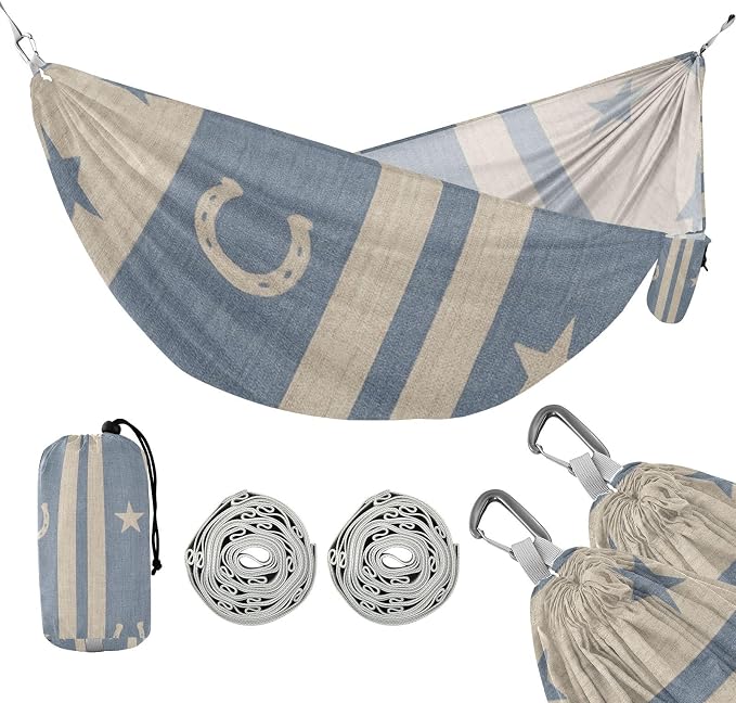 Rustic Farmhouse Striped Wallpaper Hammocks with Tree Straps Hanging Hammock for Outside Patio Backyard Poolside