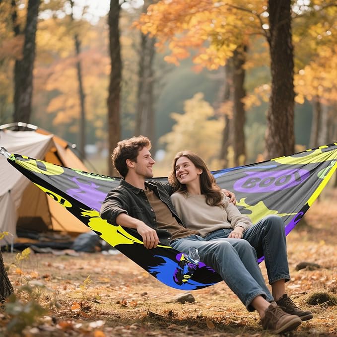 Hammocks for Outside Halloween Witch Camping Hammock Portable Hammocks with Tree Straps and Carry Bag Camping Accessories for Hiking Beach Outdoor