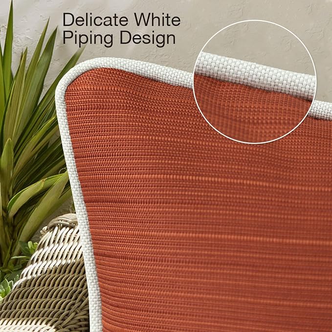 Unimatta Decorative Outdoor Water Repellent Throw Pillows with Inserts, Set of 4, 18" x18" Pillows for Patio, Backyard, Bed, Couch, and Patio Furniture, Tangerine