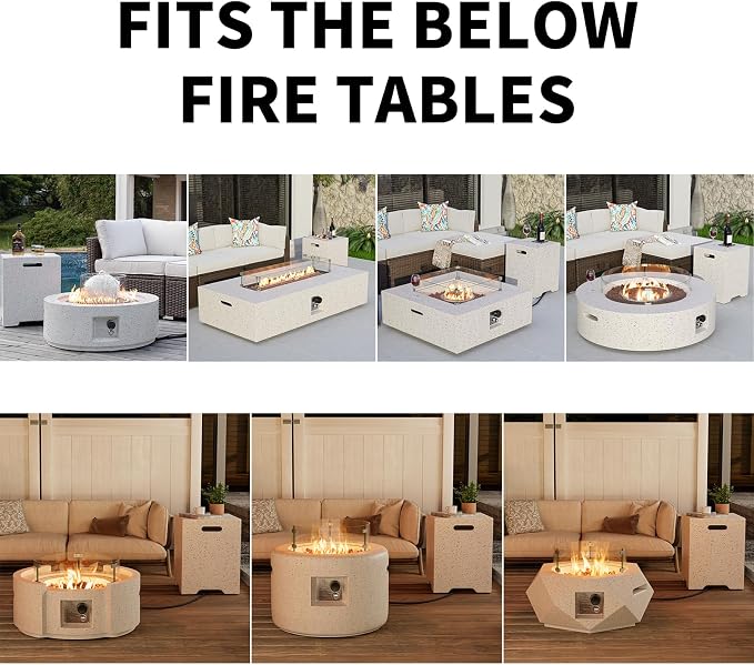 COSIEST Outdoor Terrazzo Hideaway Tank Table for Gas Fire Pits, Hides Standard 20lb 16-inch Propane Tank Cover w Side Handles