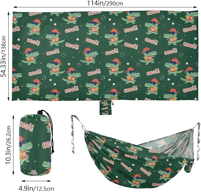 Camping Hammock Outdoor Hammocks for Outside Cool Crocodile Cute Beach Trees Portable Lightweight with Pockets Tree Straps Indoor