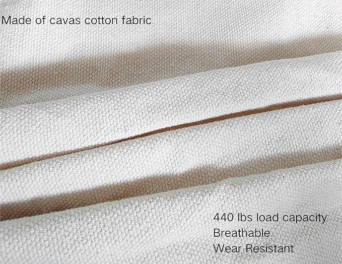 Double Boho Macrame Hammock Cotton Canvas Portable Replacement Hammock 440lbs Load Capacity White