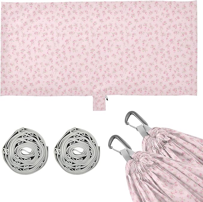 Camping Hammock Outdoor Hammocks for Outside Pink Small Floral Beach Trees Portable Lightweight with Pockets Tree Straps Indoor