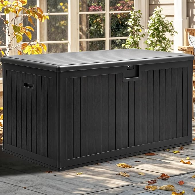 YITAHOME 260 Gallon Double-Wall Deck Box with Divider & Side Handles, Outdoor Large Storage for Patio Furniture Cushions, Garden Pool Accessories, Water Resistant & Lockable