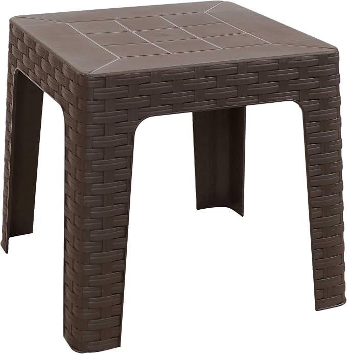 Sunnydaze Adirondack Small Outdoor Side Table for Balcony Essentials - Plastic Square End Table for Outside Patio - Brown