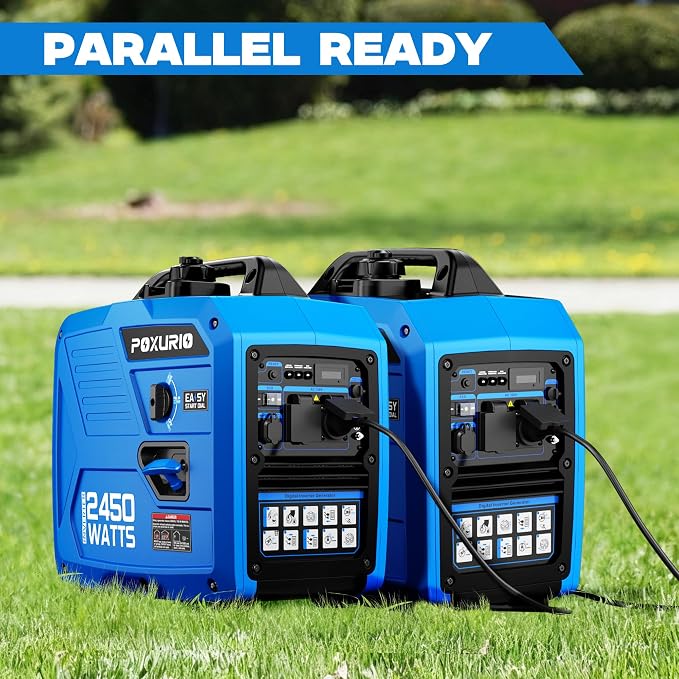 2450-Watt Inverter Generator for Home Use, 1.6Gallon Large Fuel Tank Up to 8.3 Hours Use, 120V Gas Powered Generator Super Quiet - EPA Compliant