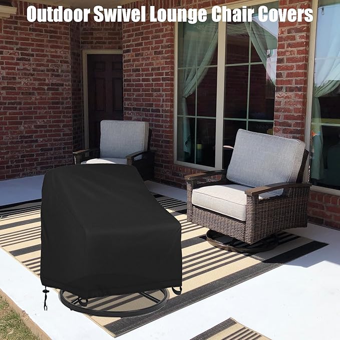 Outdoor Swivel Lounge Chair Cover 4 Pack,Waterproof Heavy Duty Outdoor Chair Covers, (39" W x 37" D x 38" H) Patio Furniture Cover for Swivel Patio Lounge Chair, Black