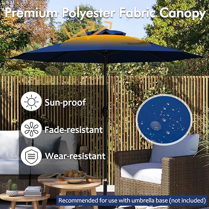 Tangkula 8.5 FT Outdoor Patio Umbrella, Modern Table Umbrella with 8 Heavy Duty Ribs, Vented Top & Crank Handle, Sun-proof Canopy, Market Umbrella for Patio, Garden, Poolside (Navy Blue)