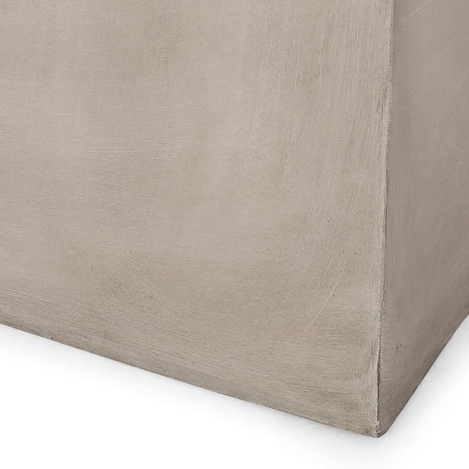 Outdoor Side Table Faux Marble End Table Faux Stone Travertine Small Coffee Table for Indoor Outdoor, Garden Stool Plant Stand for Porch, Backyard Patio 22" Square Grey