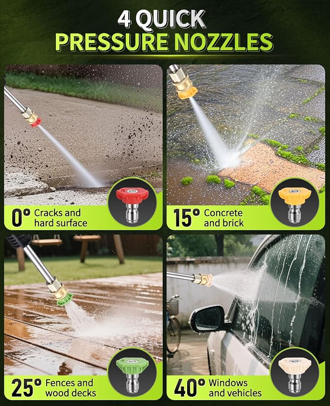Electric Pressure Washer, 1700 PSI Max 1.3 GPM Power Washer with 3 Nozzles, High Pressure Washer with Foam Cannon for Car, Driveway, Patios