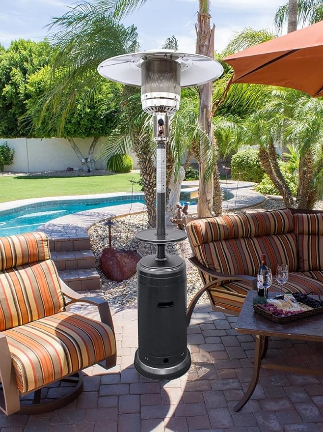 Hiland Outdoor Patio Heater in Hammered Silver