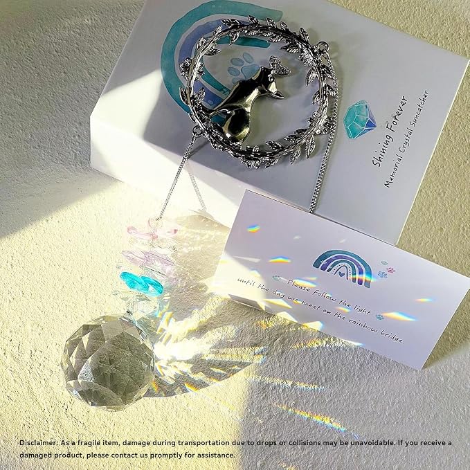 Dog Memorial Suncatcher, Loss of Dog Sympathy Gift, Dog Remembrance Gifts | Thoughtful Dogs Passing Away Bereavement Gift, Pet Memory Rainbow Bridge Crystal Sun Catchers