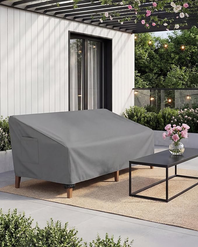 Vailge Heavy Duty Patio Sofa Cover, 100% Waterproof 3-Seater Outdoor Sofa Cover,Lawn Patio Furniture Covers with Air Vent and Handle,93" Wx 40" Dx 35" H,Grey