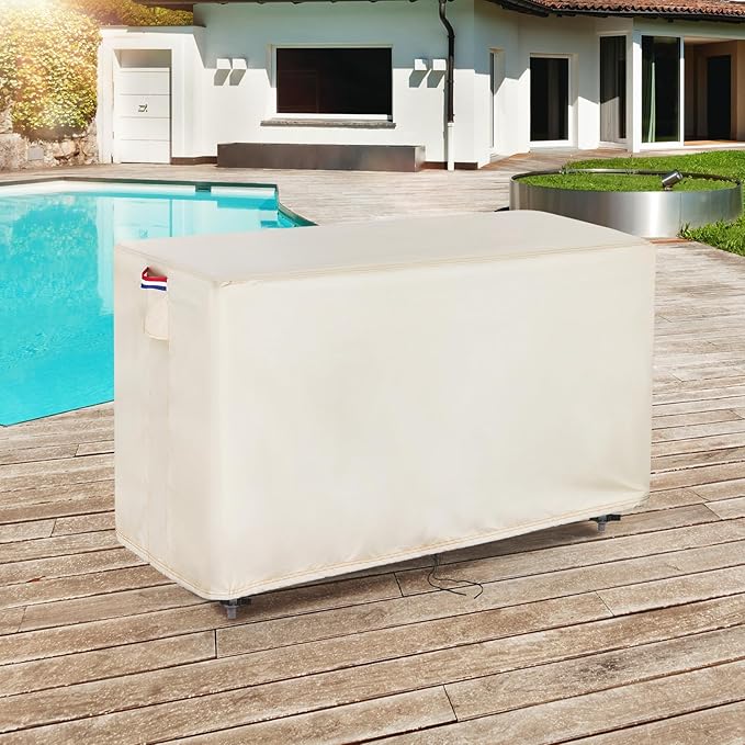 Outdoor Prep Table Cover 32 Inch,Waterproof Patio Outdoor Stainless Steel Metal Grill BBQ Table Cart Cover Dustproof Windproof All Season Pretection for Outdoor Table - 32 x 32 x 36 Inch-Beige