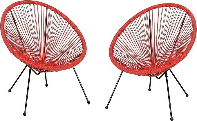 Christopher Knight Home Outdoor Hammock Weave Chair with Steel Frame (Set of 2) - Orange and Black Finish