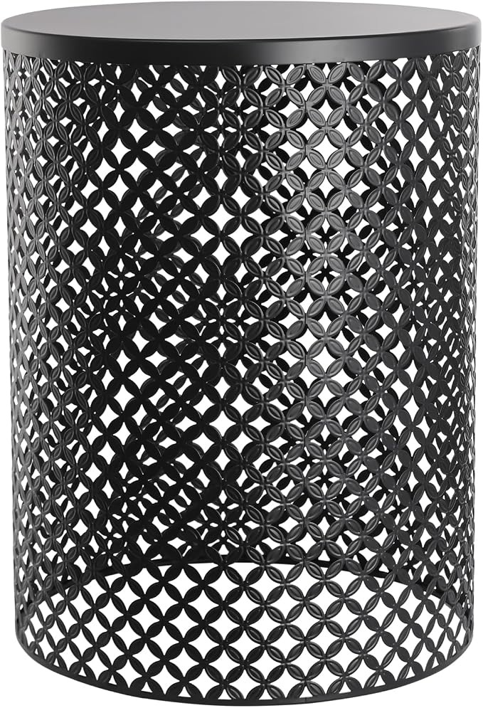 Set of 3 Nesting Side Table, 3Pcs Patio Side Table Iron Side Table Outdoor/Indoor Accent Table with 3 Sizes, Round Metal End Table for Gardens, Balconies, Bedrooms-Black