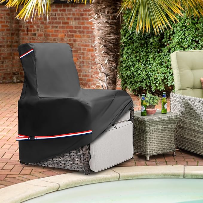 Outdoor Recliner Chair Covers 2 Pack,Patio Swivel Chair Covers,600D Heavy Duty Waterproof Patio Rocking Chair Cover,Outdoor Furniture Covers for All Weather Protection.(35''D x 33''W x 41''H)