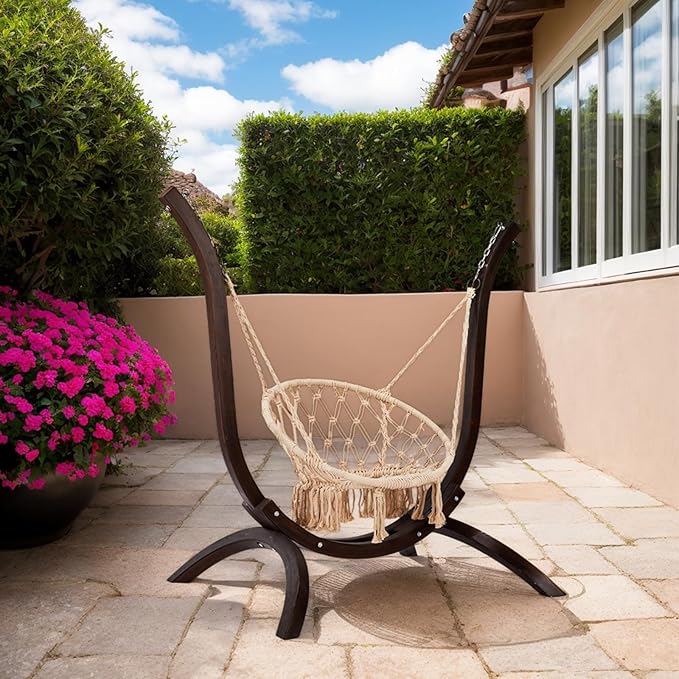 Outvita Solid Wood Hammock Stand - 330 lbs Capacity Universal Stand for Outdoor/Indoor Hanging Chairs, Patio, Garden, Balcony - Waterproof & Weather-Resistant (60.6x54.3x41.7 Inches)